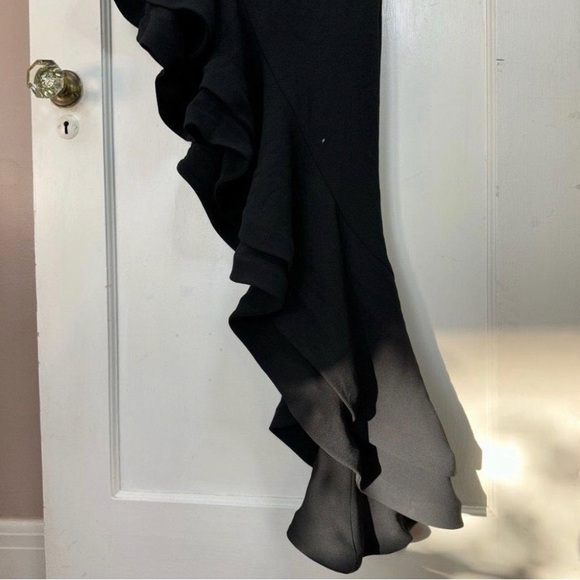 NWT Lovers and Friends Black Ruffle Asymmetrical Riya Gown - Picture 6 of 11